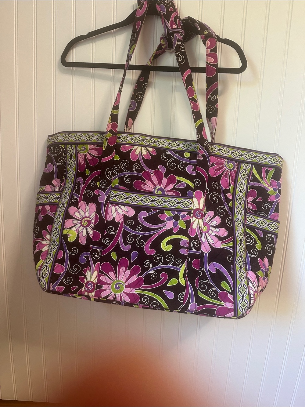 Vera Bradley Quilted Floral Tote in Purple, Pink and Green
